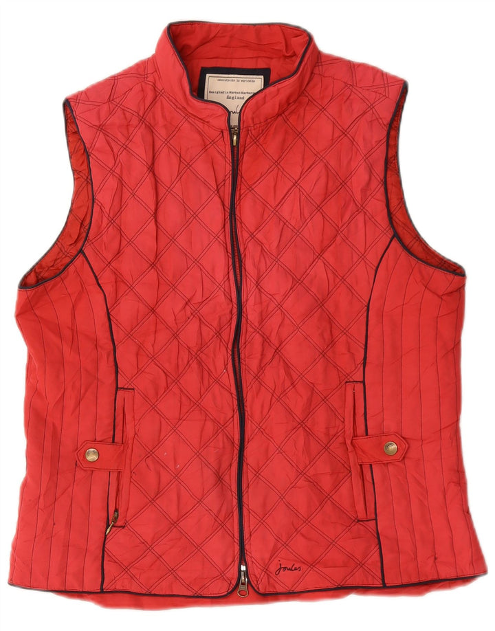 JOULES gilet trapuntato da donna UK 16 grande rosso poliestere