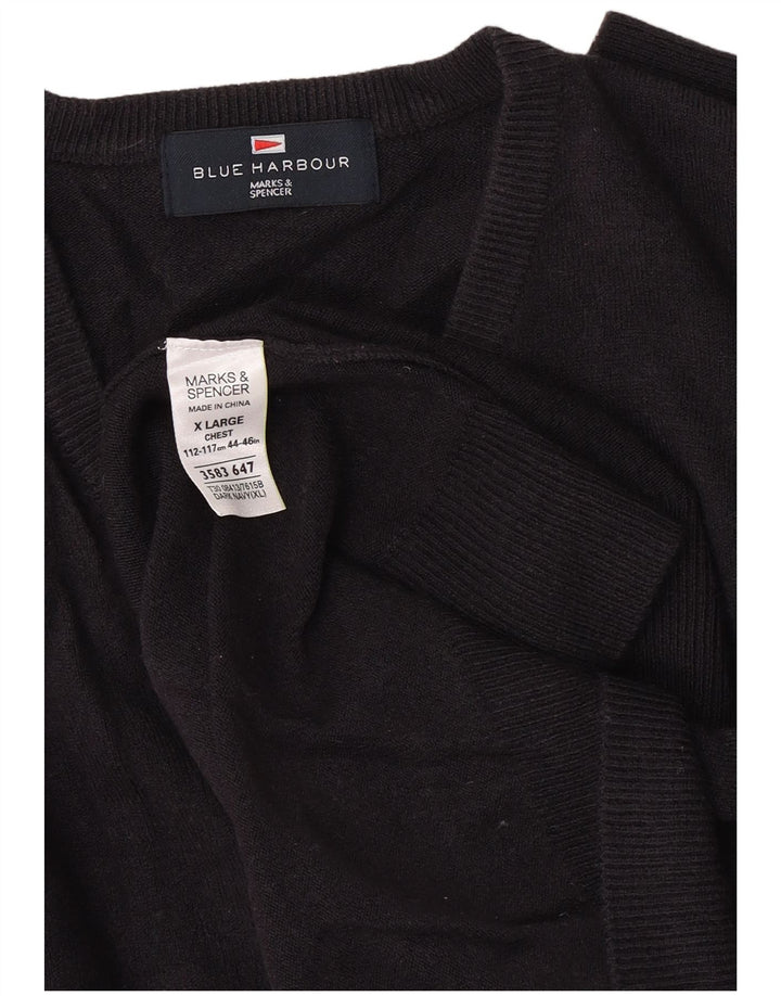 Maglione da uomo Marks & Spencer Blue Harbour con scollo a V XL Blu navy