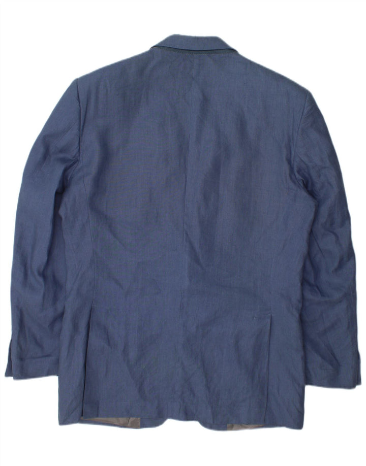 Giacca blazer vintage da uomo a 2 bottoni IT 50 grande lino blu