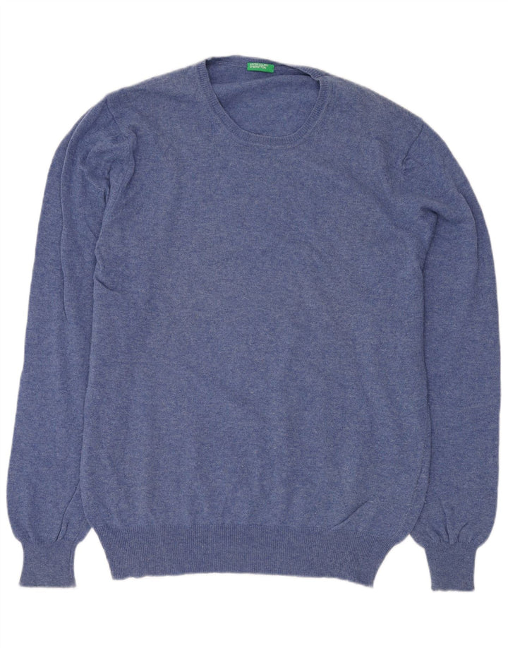 BENETTON Maglione da uomo girocollo in lana XL blu