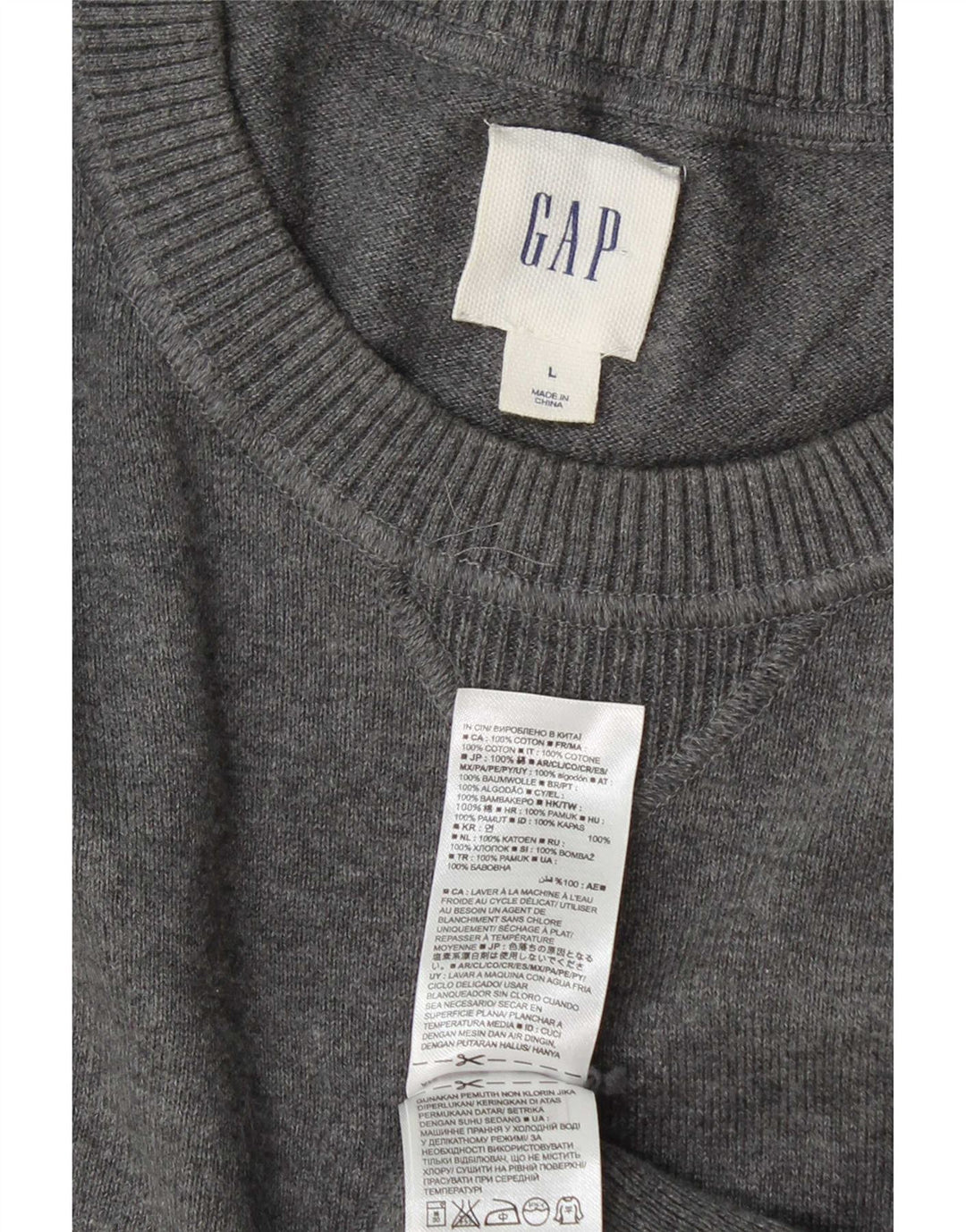 Maglione maglione girocollo da uomo Gap grande in cotone grigio
