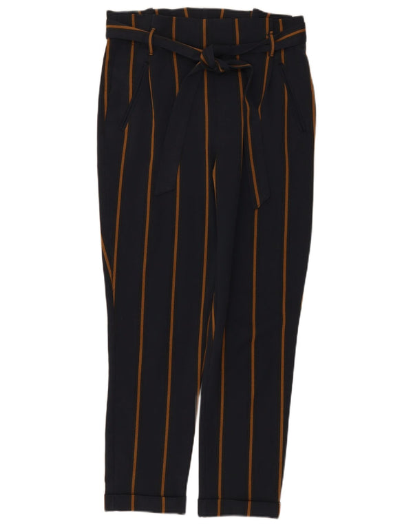 Pantaloni chino a vita alta Trafaluc da donna Zara XS W24 L26 blu navy a righe