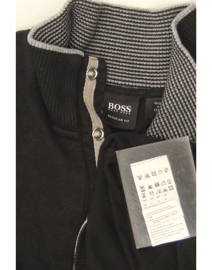 Hugo Boss Maglione da uomo con vestibilità regolare e collo con zip, a righe nere grandi