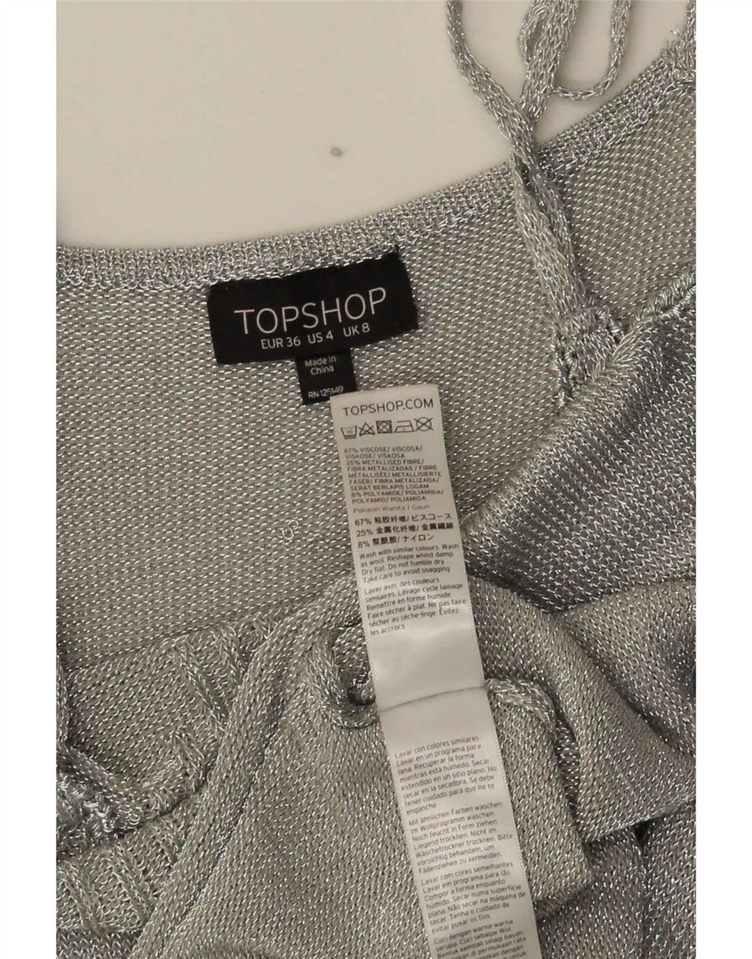 Abito sottoveste da donna Topshop UK 8 piccolo in viscosa argento