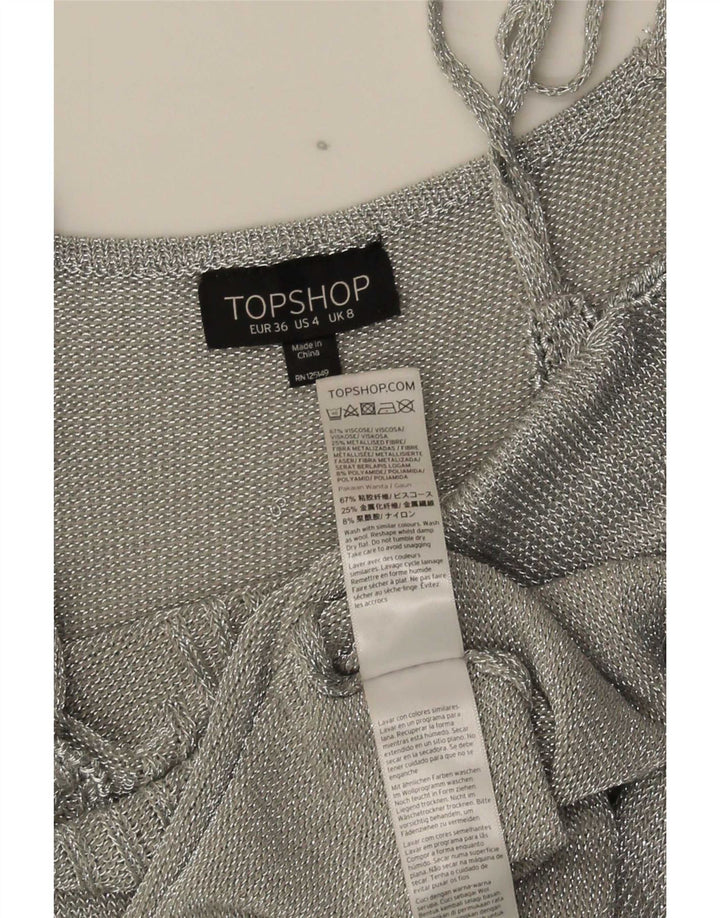 Abito sottoveste da donna Topshop UK 8 piccolo in viscosa argento