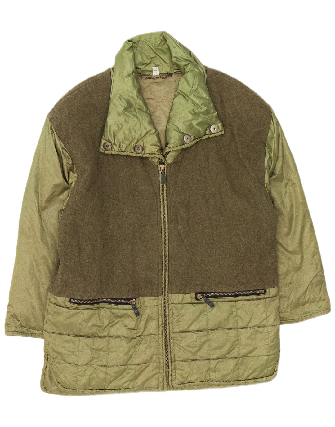 Cappotto imbottito ampio da donna vintage IT 44 Colorblock verde medio
