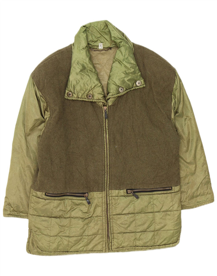 Cappotto imbottito ampio da donna vintage IT 44 Colorblock verde medio