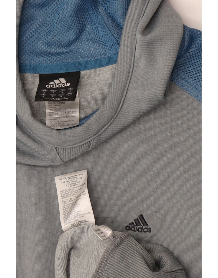 Felpa con cappuccio da uomo Adidas Small in poliestere color block grigio