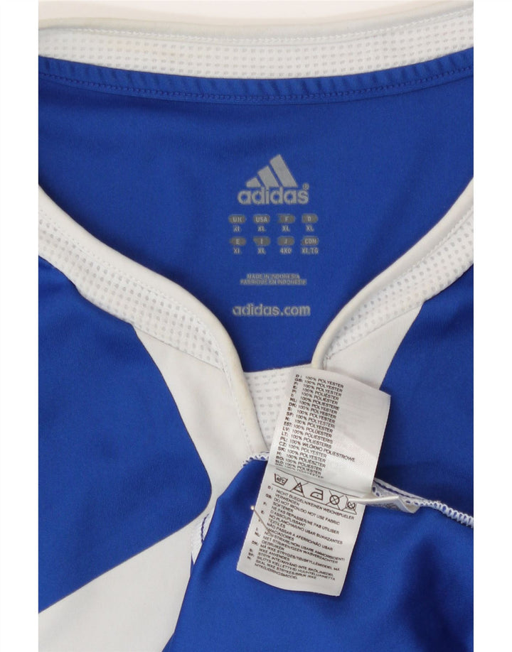 T-shirt grafica da uomo Adidas Top XL blu in poliestere color block