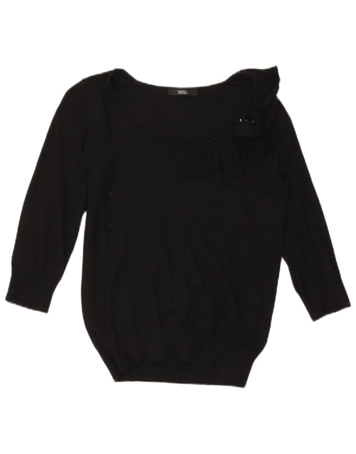Maglione maglione con scollo a barca da donna Marks & Spencer UK 10 piccolo nero