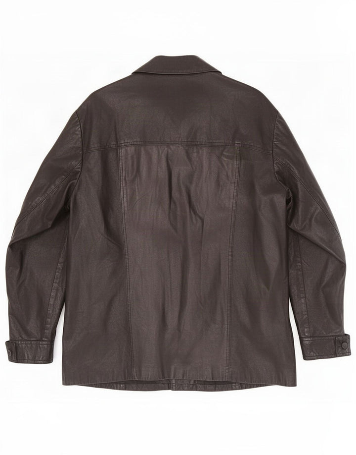 Giacca in pelle vintage da uomo UK 38 media nera