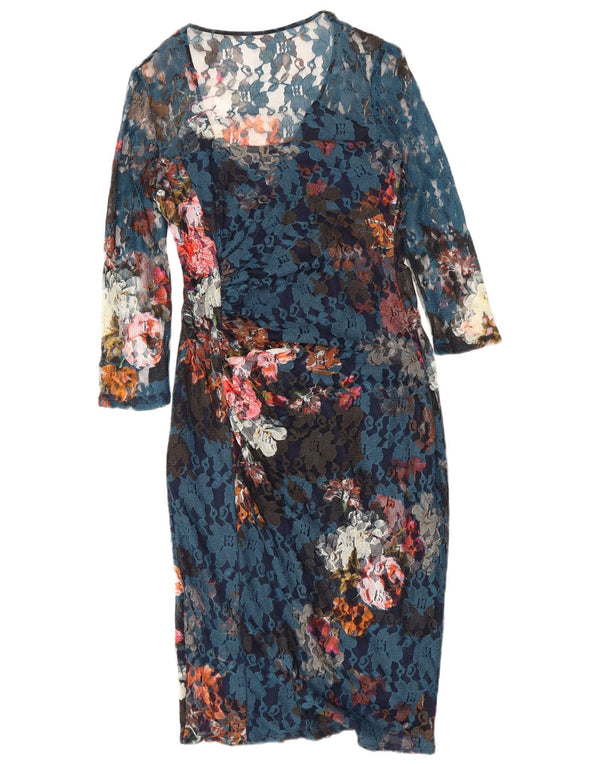 Abito tubino a maniche lunghe da donna Phase Eight UK 14 Large Blue Floral