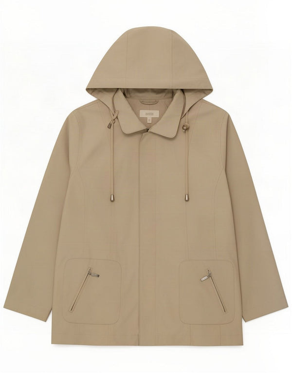Marks & Spencer Giacca a vento con cappuccio da donna UK 16 Large Beige