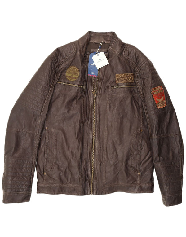 Tom Tailor Giacca da aviatore da volo da uomo in ecopelle Racer UK 42 XL Marrone