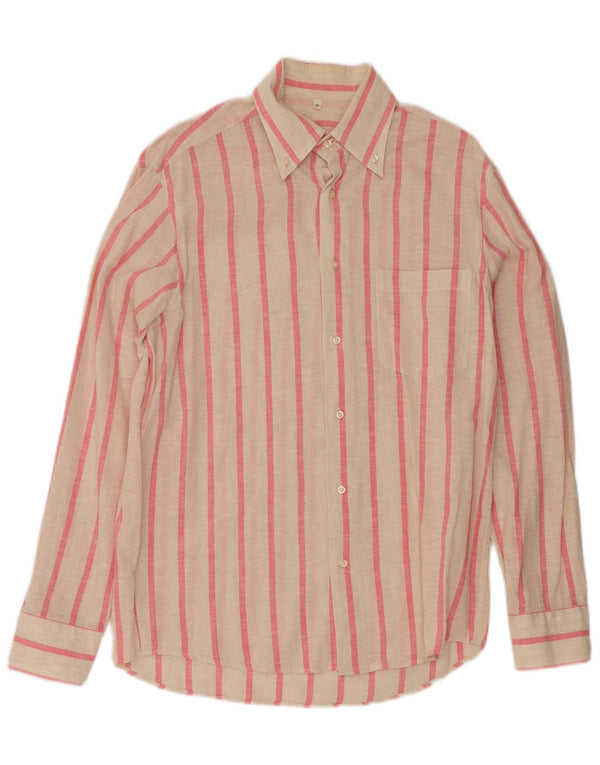 Camicia da uomo vintage gessato bianco sporco medio