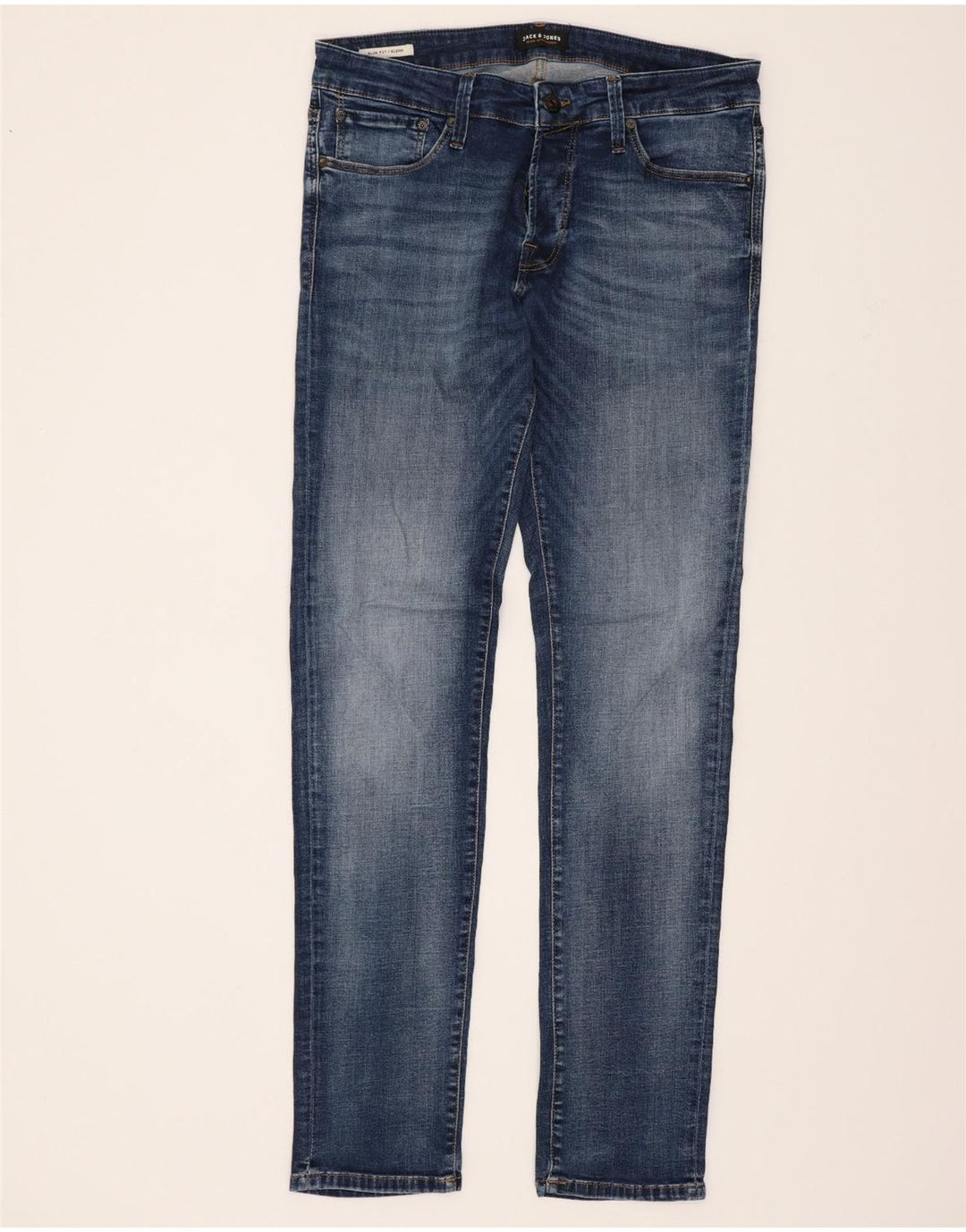Jack & Jones Uomo GLENN Slim Jeans W34 L34 Cotone Blu