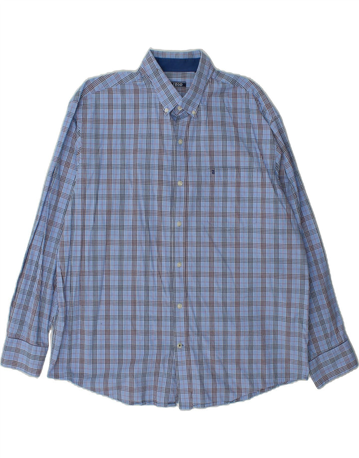 IZOD Mens Shirt XL Blue Check Cotton Vintage Izod and Second-Hand Izod from Messina Hembry 