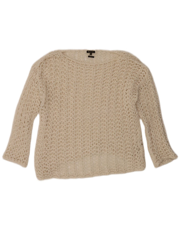 Maglione maglione con scollo a barca da donna Massimo Dutti UK 10 piccolo bianco sporco