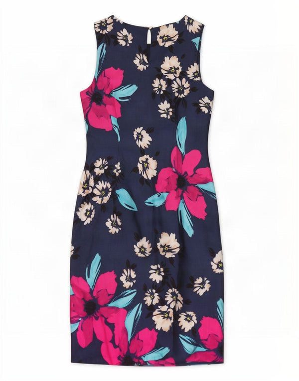 Abito tubino senza maniche da donna Monsoon UK 14 Grande viscosa floreale blu navy