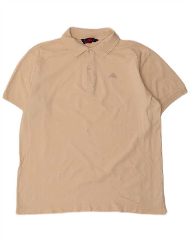 Polo Kappa da uomo grande in cotone bianco sporco