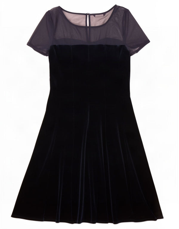 Abito a trapezio in velluto da donna Marks & Spencer UK 14 Grande poliestere blu navy