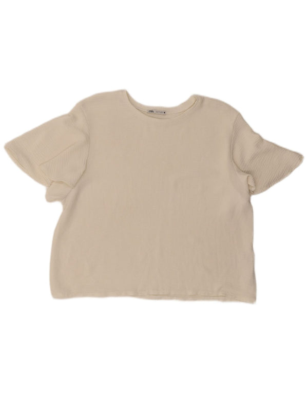 Camicetta da donna Zara Top UK 16 grande poliestere bianco