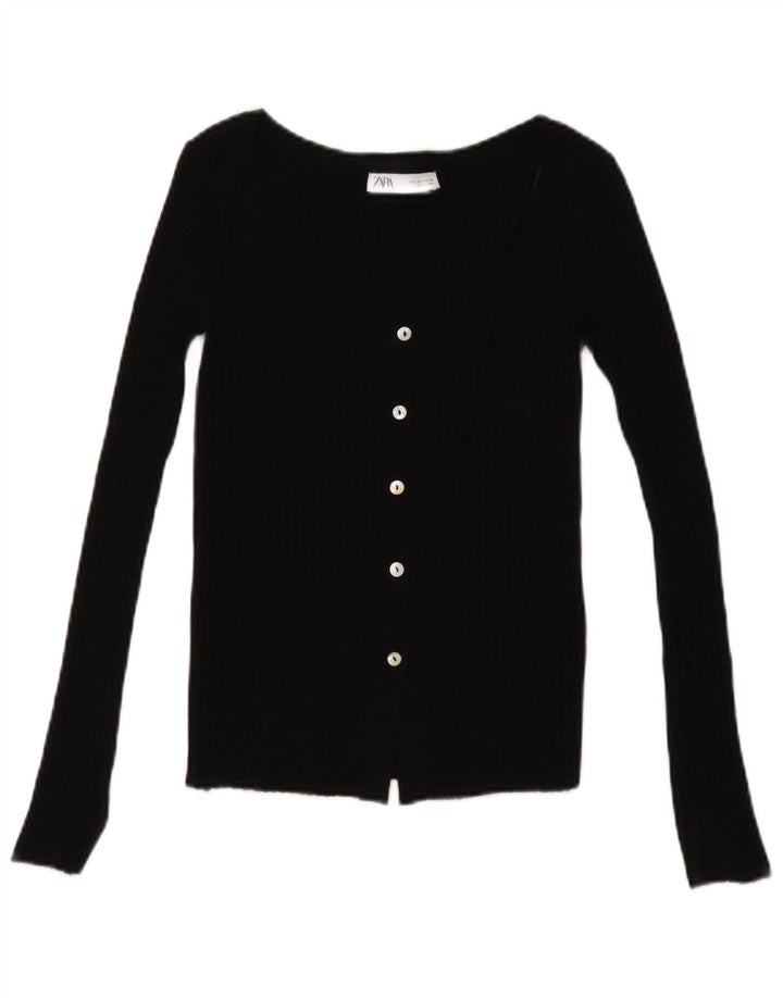 Maglione cardigan da donna Zara UK 8 piccolo acrilico nero