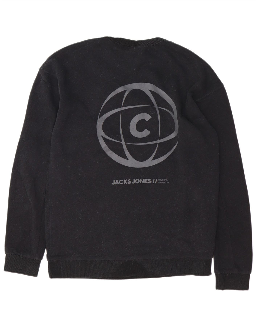 JACK & JONES Felpa con grafica Core da uomo, grande, in cotone nero
