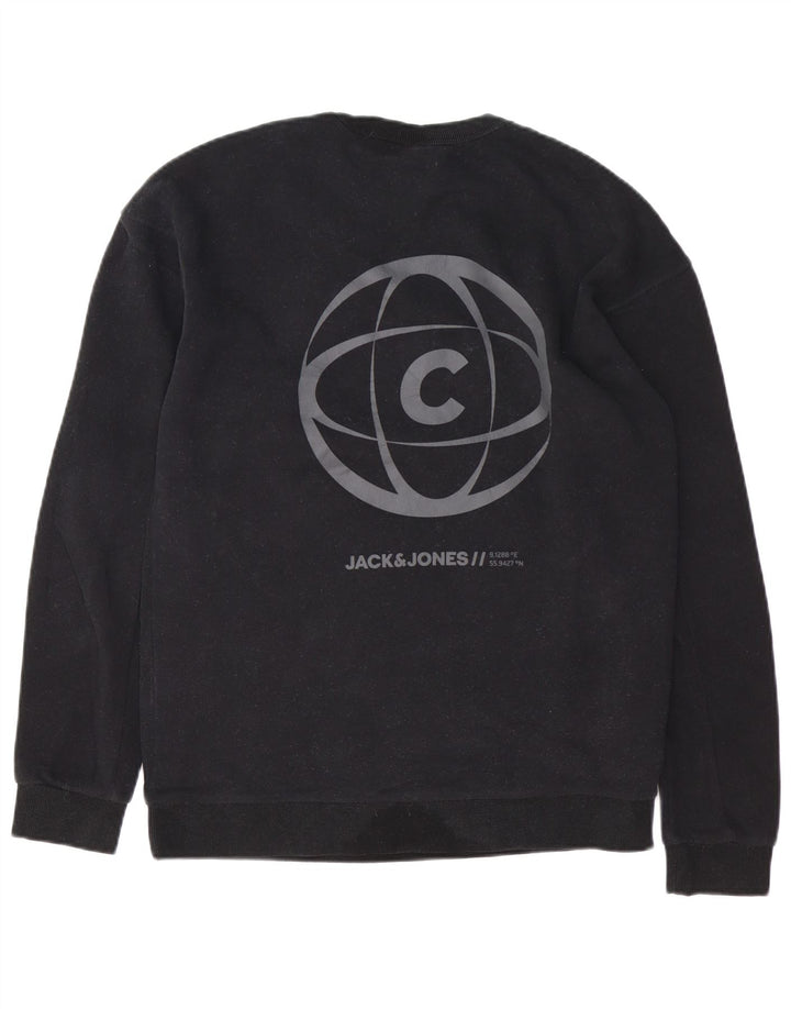 JACK & JONES Felpa con grafica Core da uomo, grande, in cotone nero