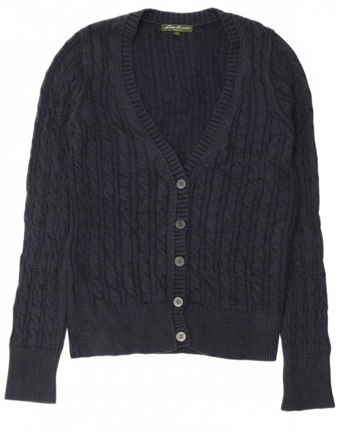 Maglione cardigan da donna Eddie Bauer UK 12 Cotone medio blu navy