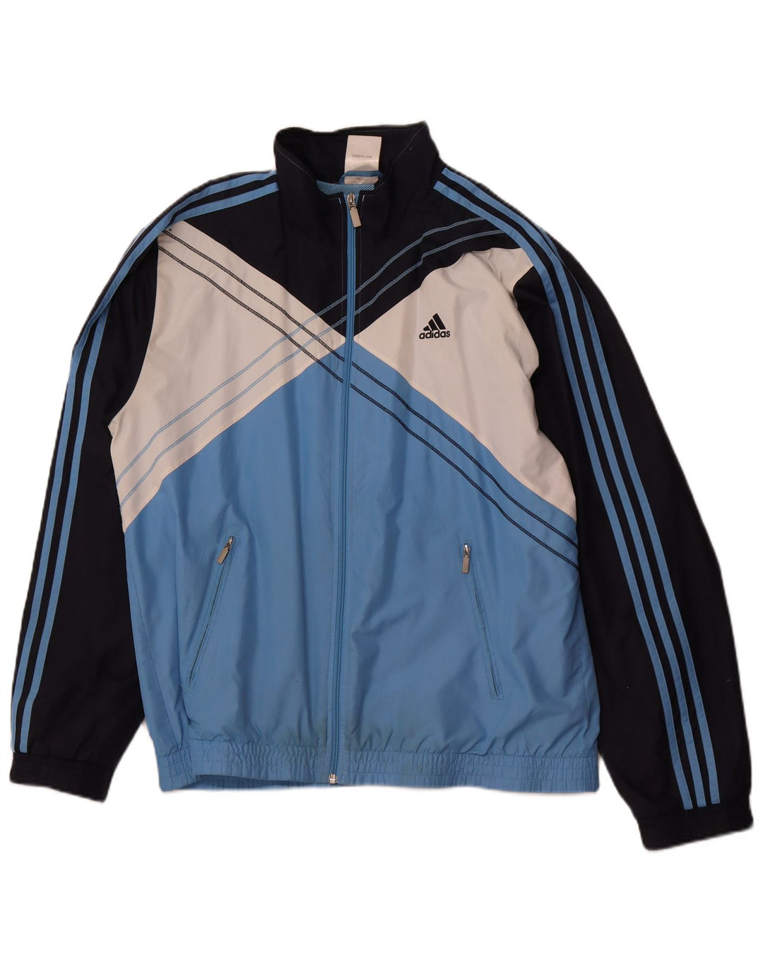 Giacca da tuta da uomo ADIDAS grande in poliestere color block blu