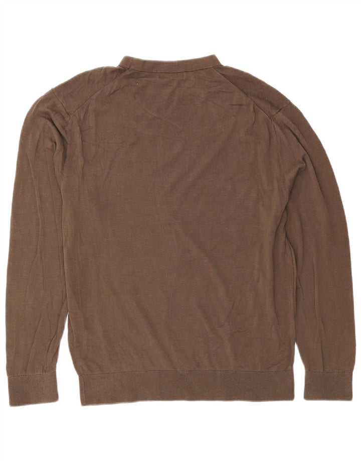 Maglione maglione girocollo da donna Zara UK 14 cotone marrone medio