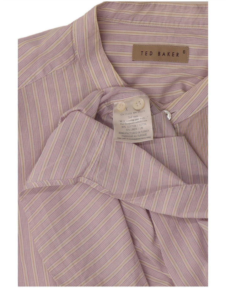Camicia da uomo Ted Baker taglia 6 2XL cotone a righe rosa