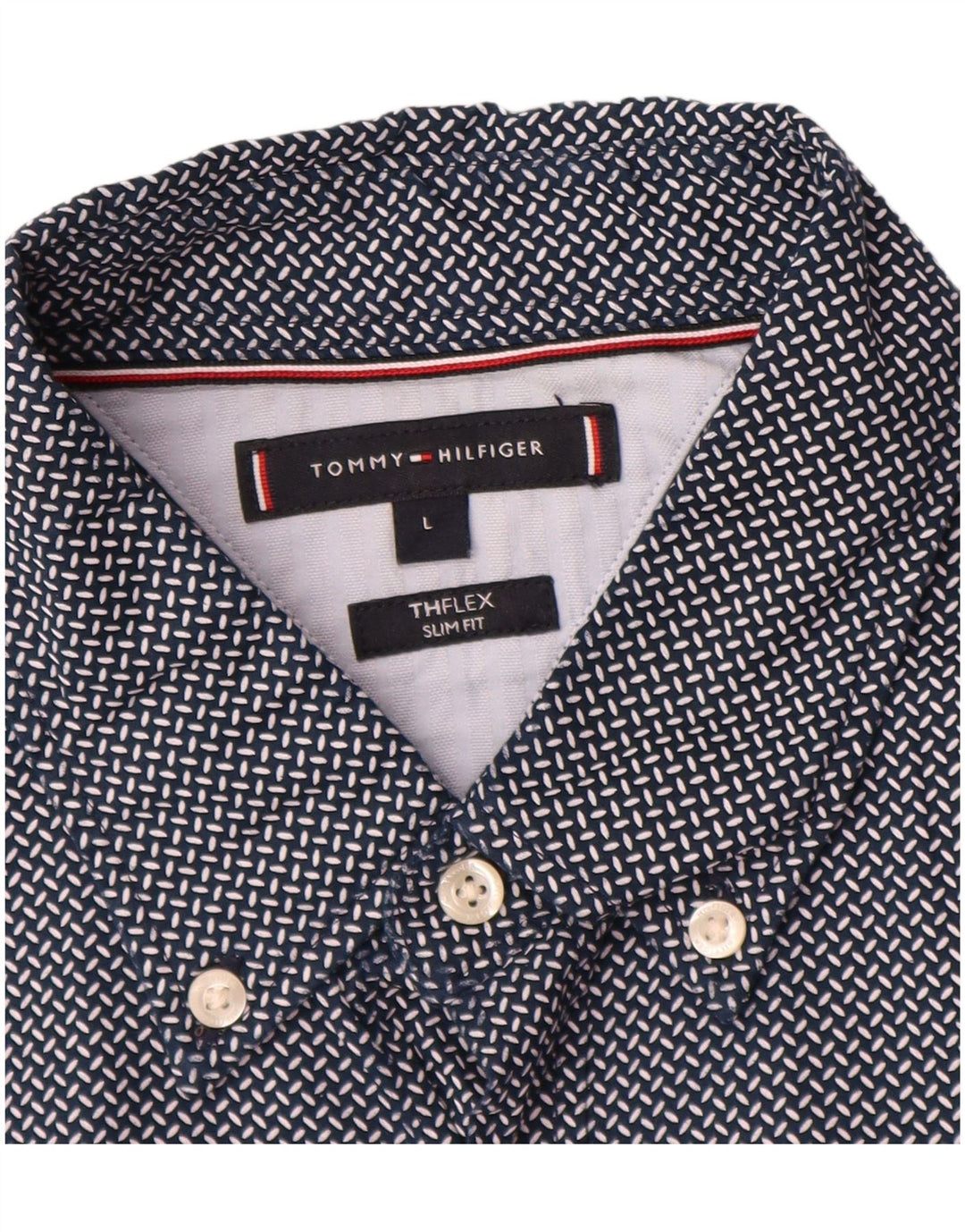 Tommy Hilfiger Camicia Flex Slim Fit da uomo di grandi dimensioni in cotone geometrico blu navy
