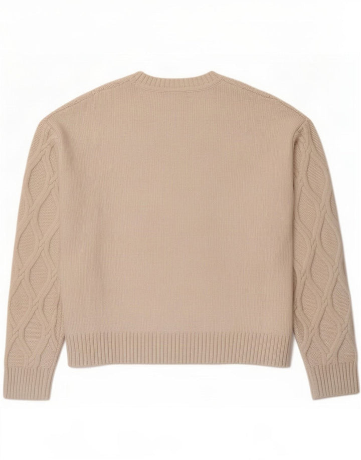 Maglione maglione girocollo da uomo Marks & Spencer piccolo poliestere beige