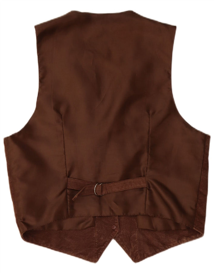 C&A Womens Suede Gilet EU 42 Large Brown Leather