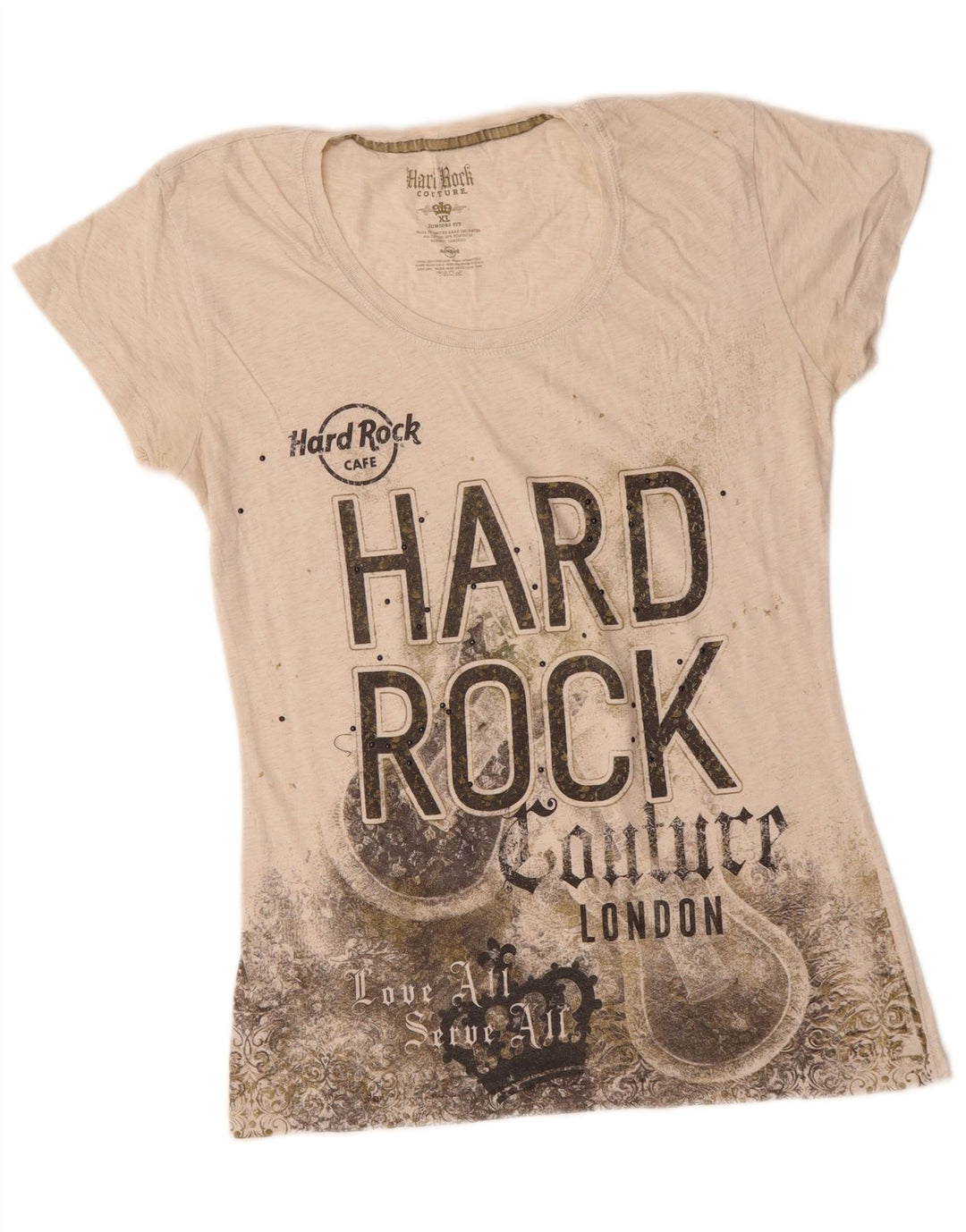 T-shirt grafica per ragazze HARD ROCK CAFE London 15-16 anni XL bianco sporco