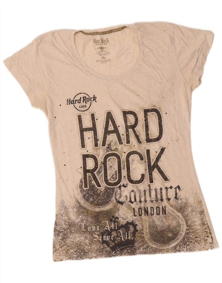 T-shirt grafica per ragazze HARD ROCK CAFE London 15-16 anni XL bianco sporco