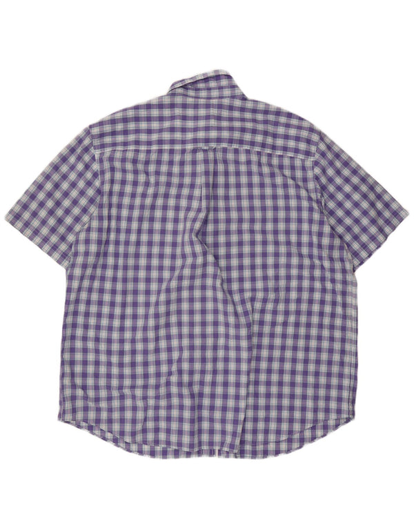 Camicia a maniche corte alta da uomo Chaps 3XL cotone a quadri viola