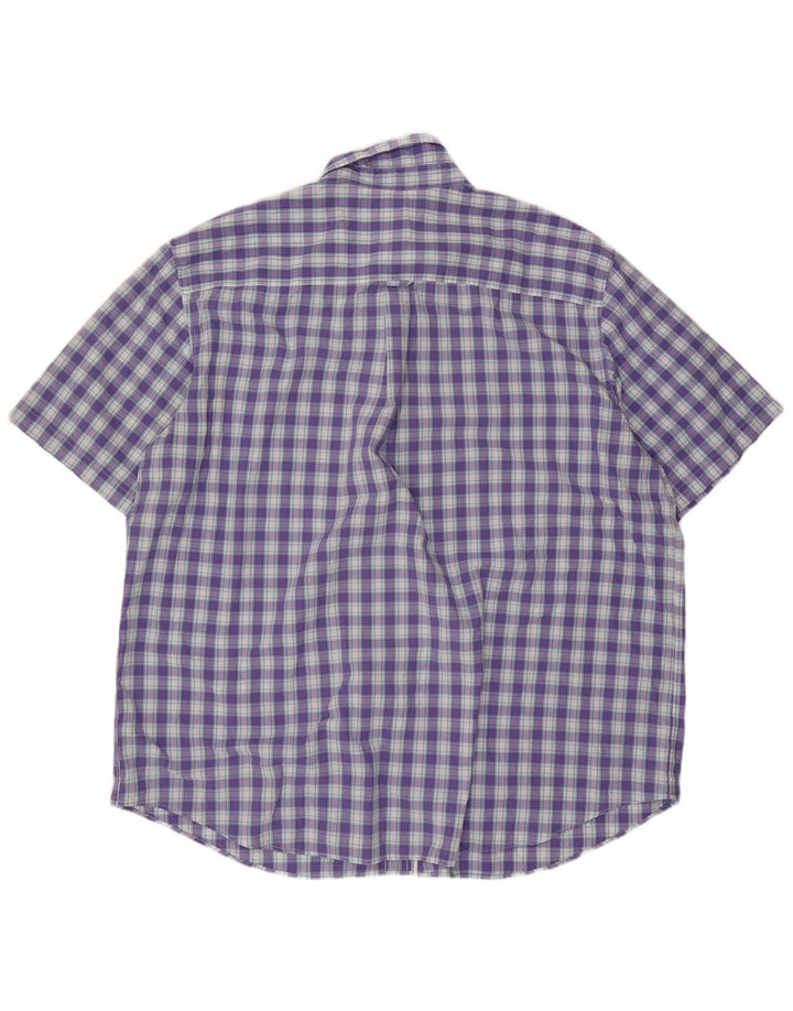 Camicia a maniche corte alta da uomo Chaps 3XL cotone a quadri viola