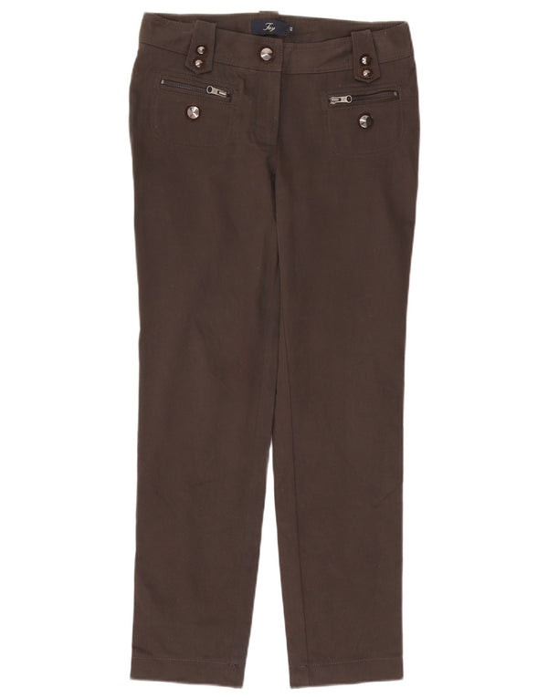 Fay Pantaloni casual slim da donna IT 42 Medio W30 L28 Marrone Cotone