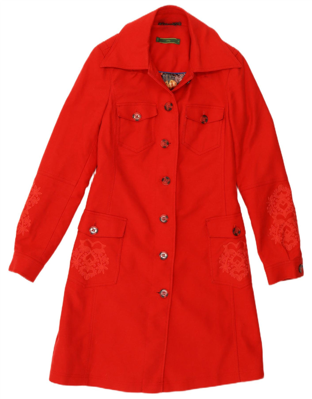 Soprabito da donna con vestibilità regolare fantasia Oilily EU 36 piccolo cotone Paisley rosso