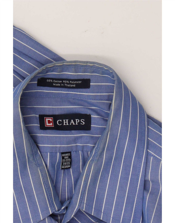Camicia da uomo Chaps taglia 15 1/2 cotone gessato blu medio