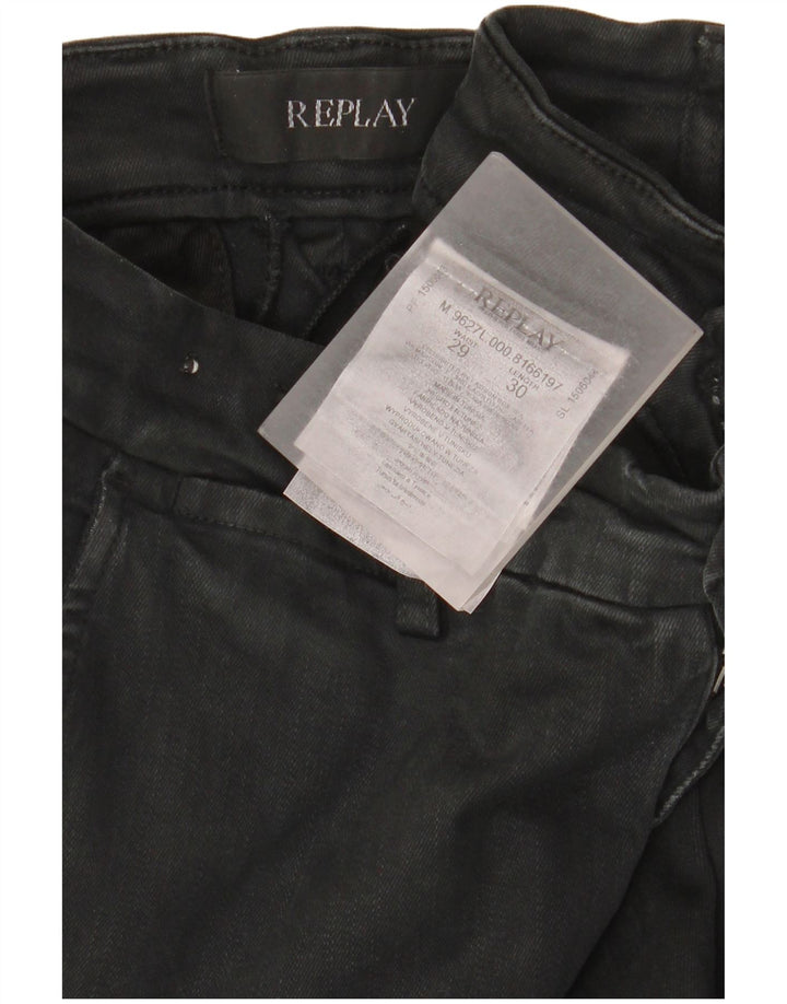 Replay Jeans Zeumar Slim da Uomo W29 L30 Cotone Nero