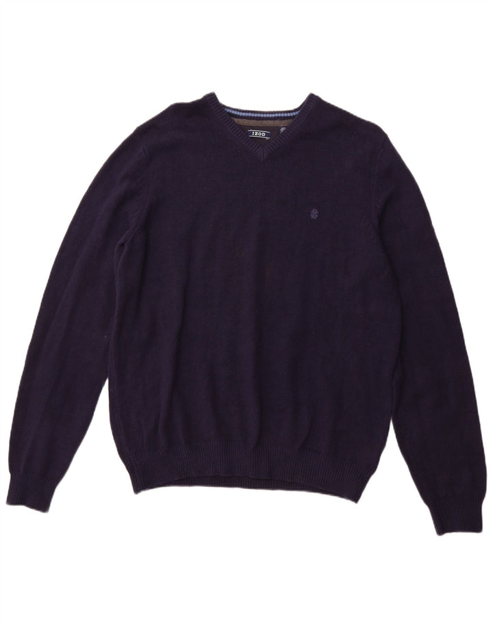 Maglione da uomo con scollo a V IZOD grande in cotone blu navy
