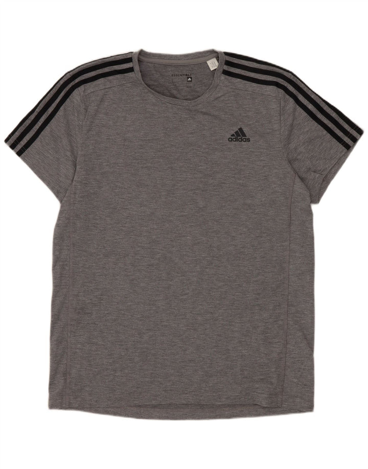 T-shirt Adidas Climalite da uomo grande in cotone grigio