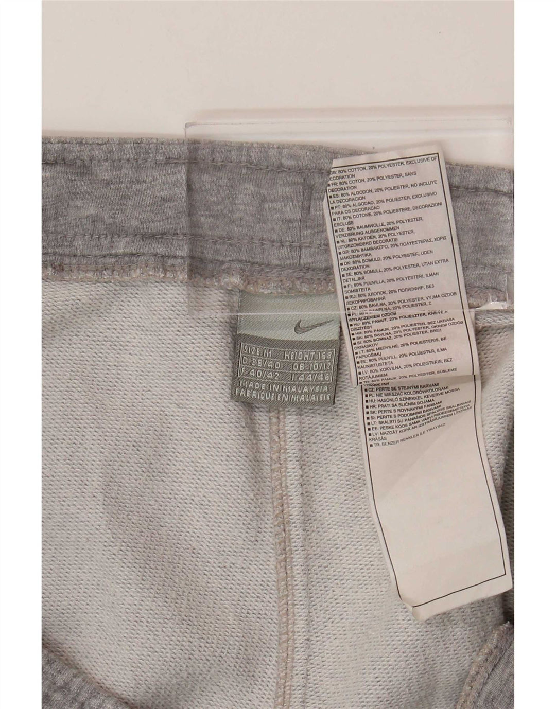 Pantaloni della tuta da donna Nike UK 10/12 Cotone grigio medio