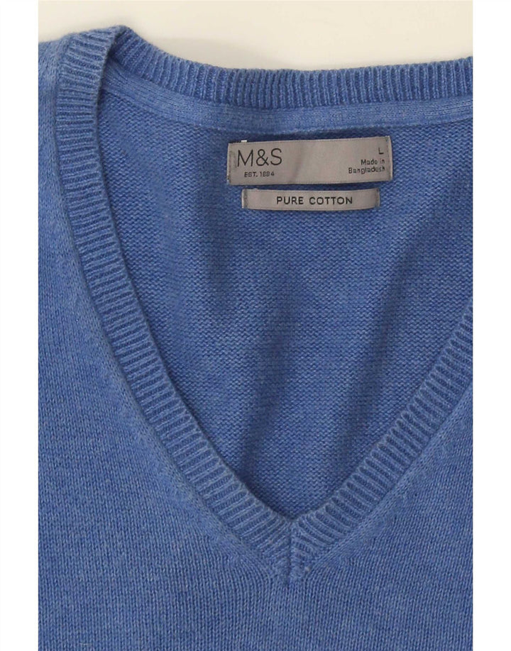 Maglione maglione con scollo a V da uomo Marks & Spencer grande blu