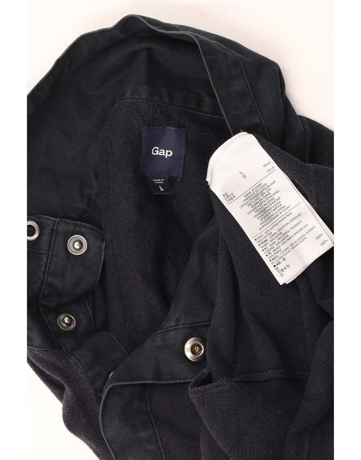 Gap Felpa da uomo con collo abbottonato, maglione grande, cotone blu navy