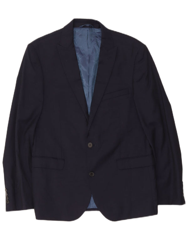Giacca blazer da uomo a 2 bottoni Dkny IT 52 XL in lana blu navy